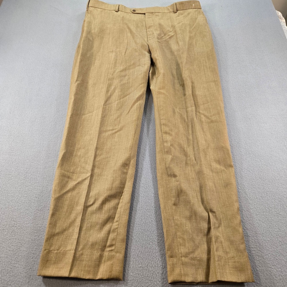 Ballin Dress Pants Mens 42 Tan Wool Linen Blend Flat Front Straight Leg Canada